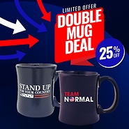 Double Mug Deal - A Team Normal and Stand Up For Your Country mug in navy