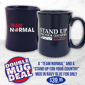Double Mug Deal - A Team Normal and Stand Up For Your Country mug in navy